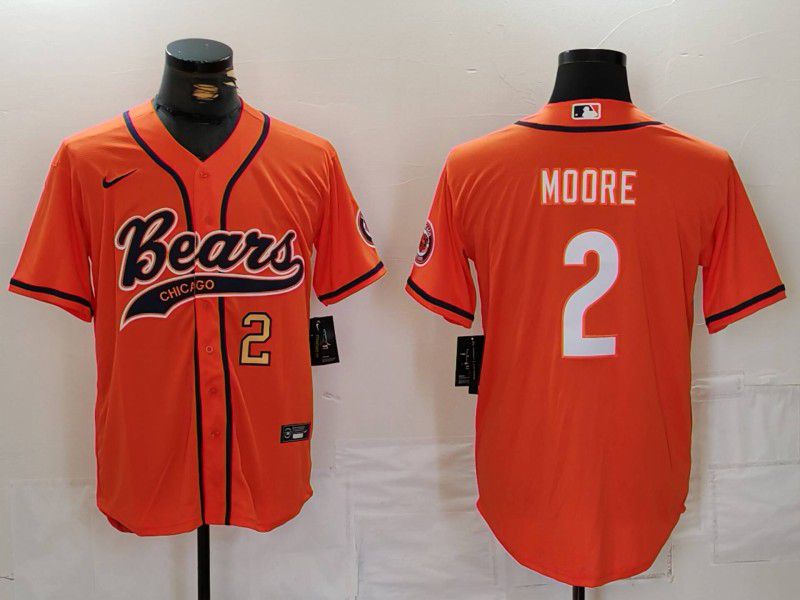 Men Chicago Bears #2 Moore Orange Joint Name 2024 Nike Limited NFL Jersey style 2->chicago bears->NFL Jersey